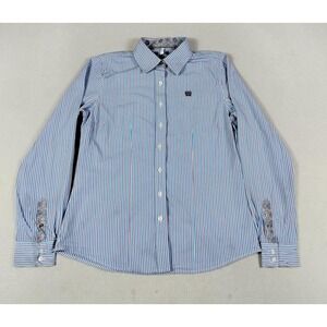 Cinch Shirt Mens Medium Blue Stripe Long Sleeve Button Up Westerncore Rodeo